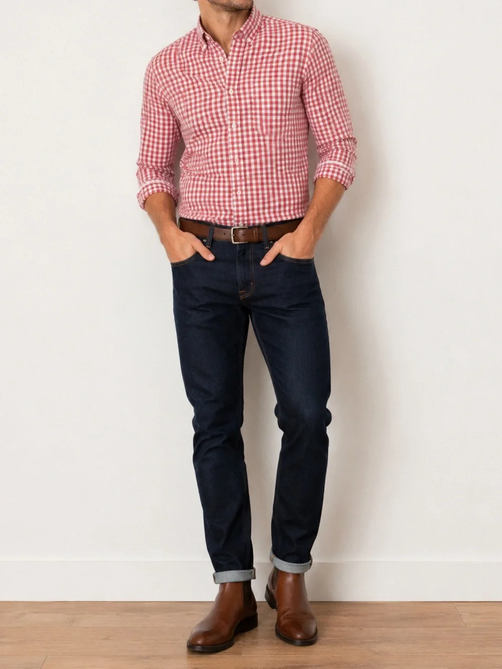 J.Crew Flex Washed Slim Untucked Pink Gingham Button Down Shirt Small